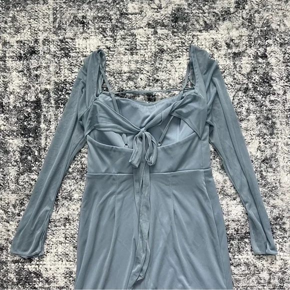 🥒 Azazie Abriana Long Sleeve Princess Halter Floor Length Bridesmaid Dress 6 - Picture 9 of 9